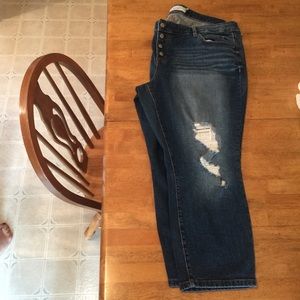 Torrid Distressed Button Fly Capri